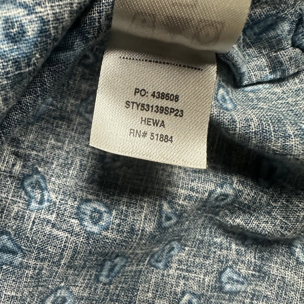 Patagonia Mens AC Shirt Blue Hemp Cotton Short Sleeve Button Down Fish Logo L - Picture 8 of 9